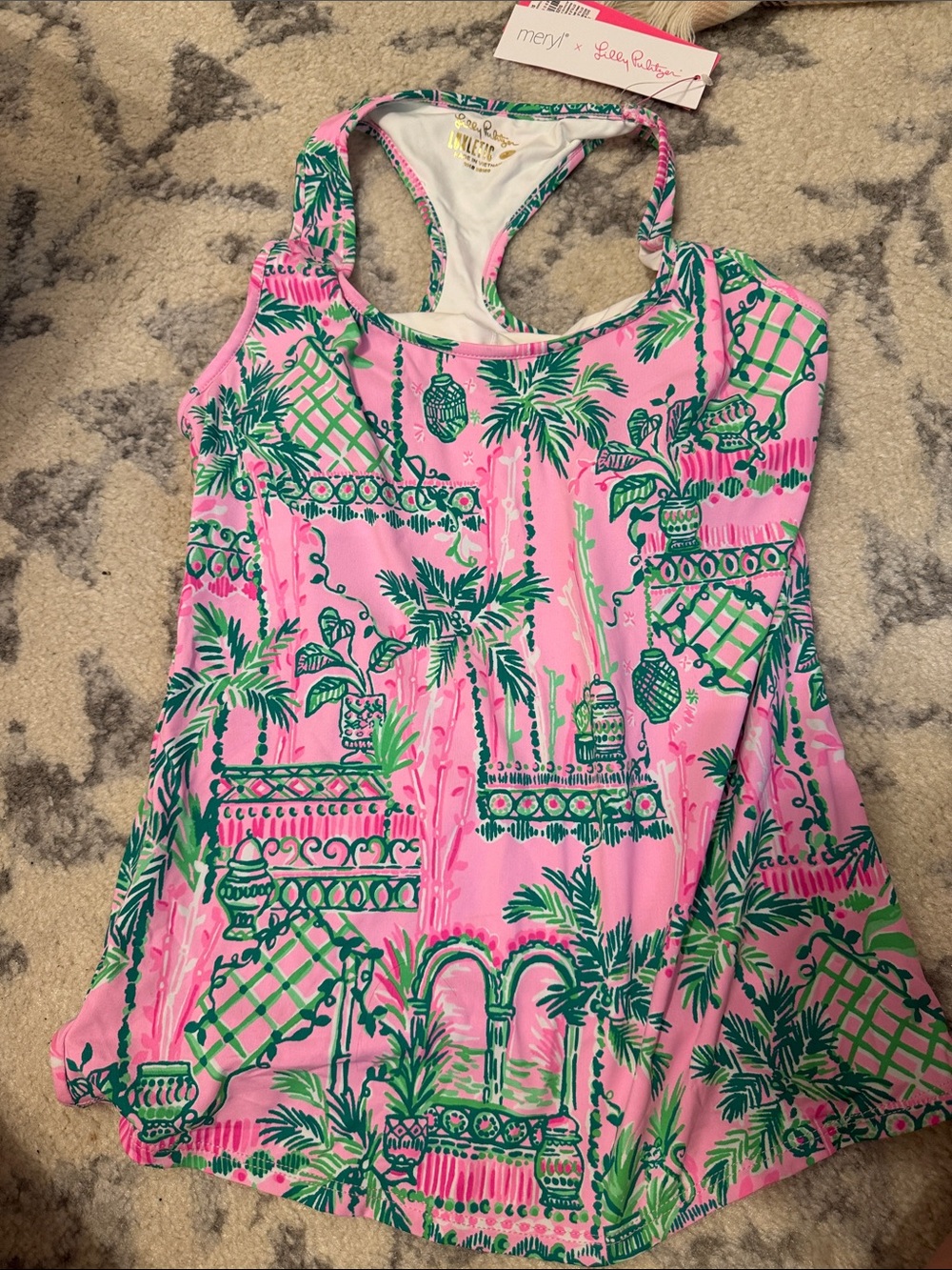 Lilly Pulitzer Luxeletic Mandeville Baby Always Worth It Racerback Tank XS